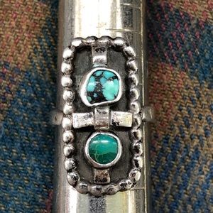 VTG 1940s Turquoise Silver Ring Sz 3.5